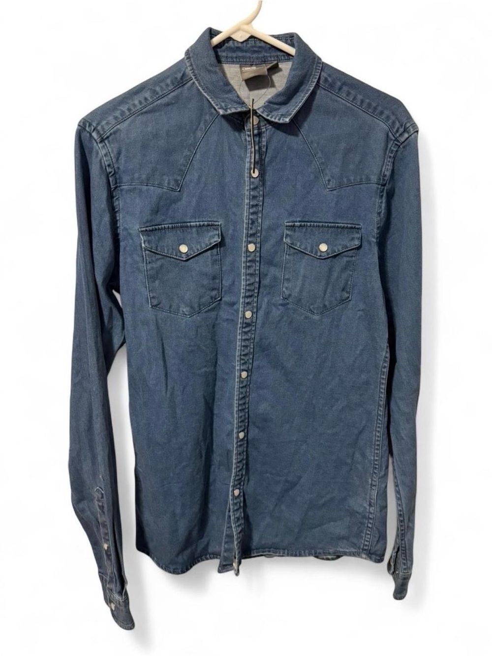 ASOS Men’s Denim Button-Down Shirt in Navy Blue